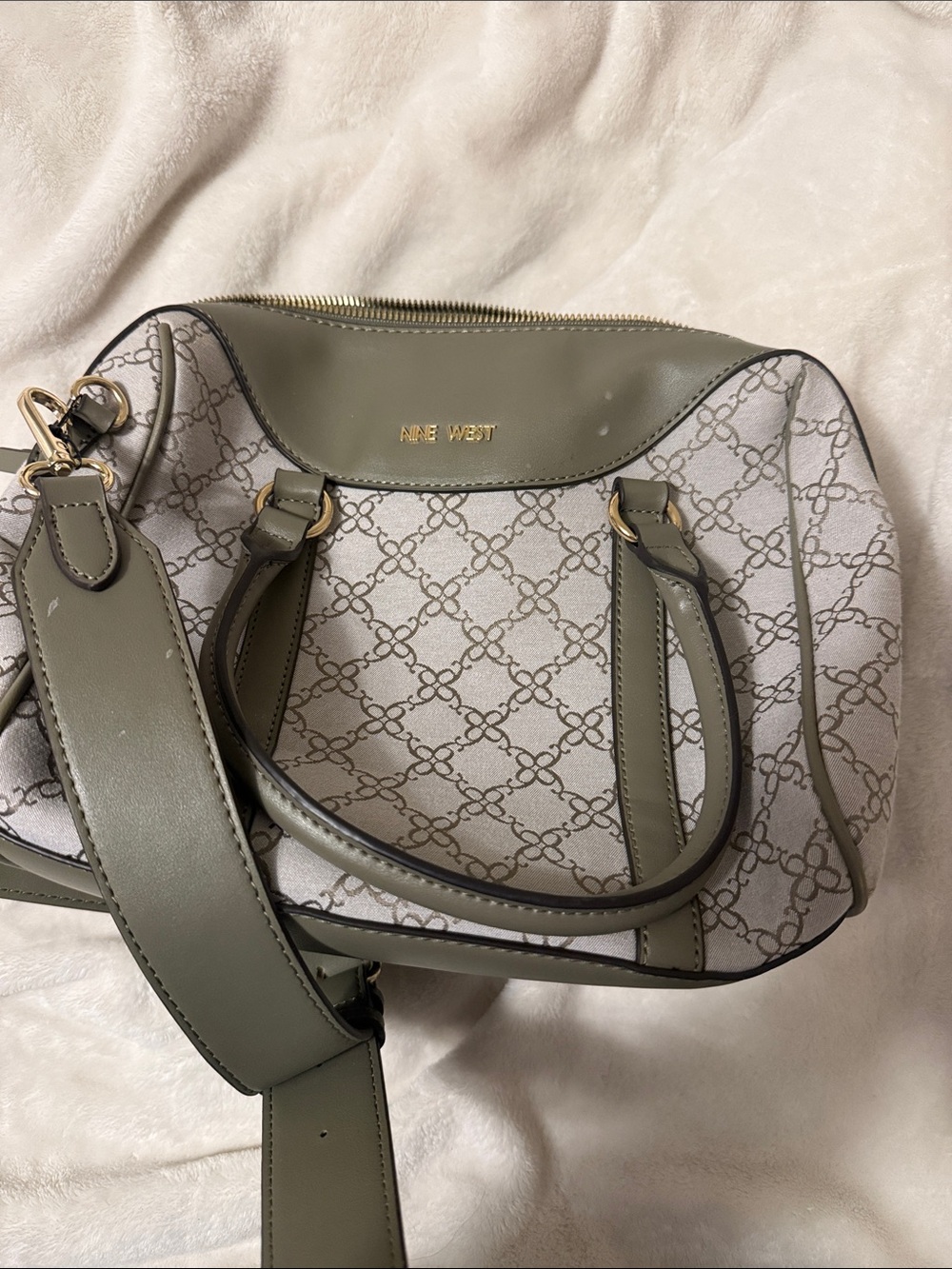 Nine West Olive Green Logo Dome Satchel